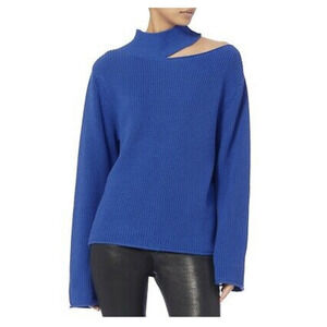 RTA Women's Langley Cut-Out Turtleneck Sweater in Blue Lagoon (L)
